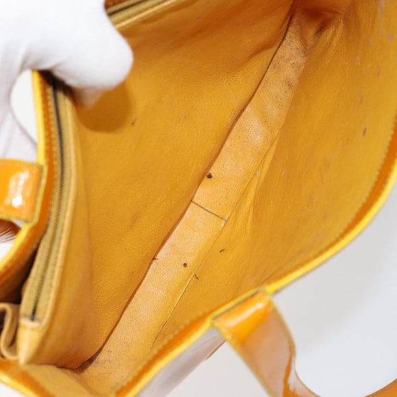 CHANEL Tote Bag Enamel Yellow Gold CC Auth 152376