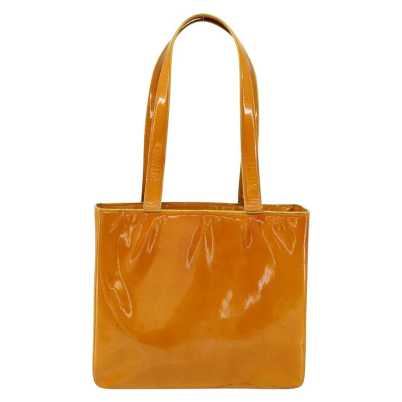 CHANEL Tote Bag Enamel Yellow Gold CC Auth 152376