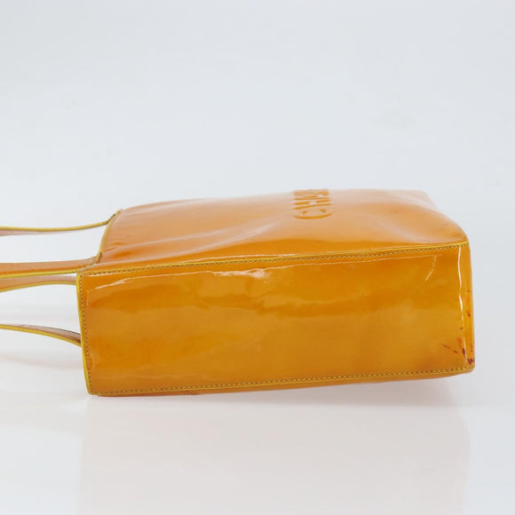 CHANEL Tote Bag Enamel Yellow Gold CC Auth 152376