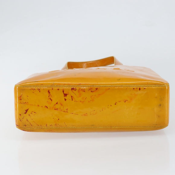 CHANEL Tote Bag Enamel Yellow Gold CC Auth 152376