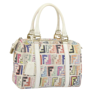 FENDI Zucca Canvas Hand Bag PVC Multicolor Gold Auth 152378V