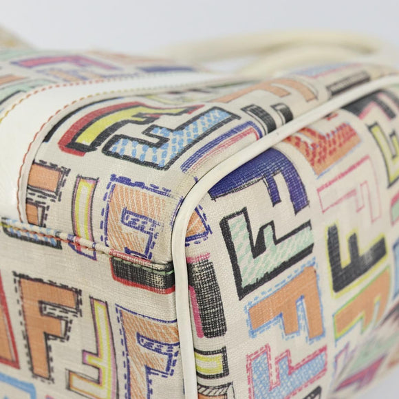 FENDI Zucca Canvas Hand Bag PVC Multicolor Gold Auth 152378V