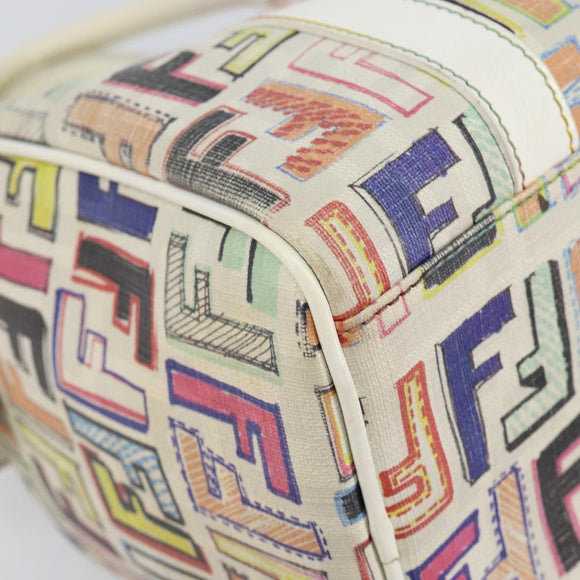 FENDI Zucca Canvas Hand Bag PVC Multicolor Gold Auth 152378V