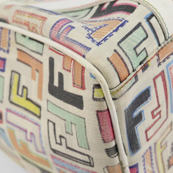 FENDI Zucca Canvas Hand Bag PVC Multicolor Gold Auth 152378V