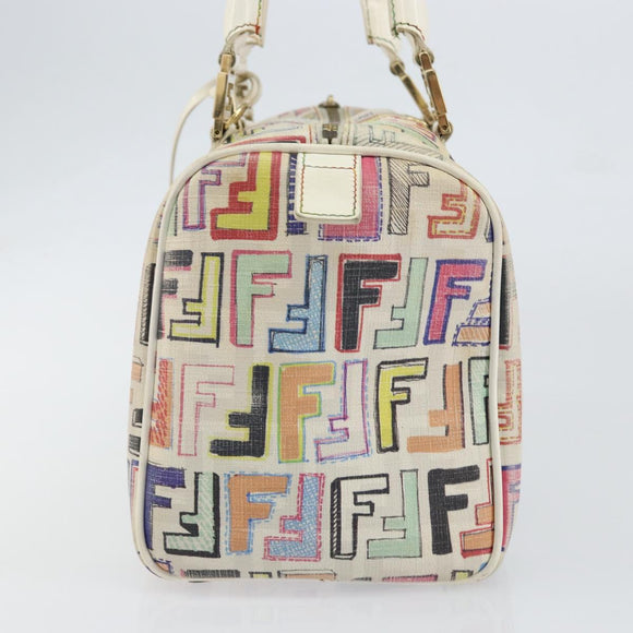 FENDI Zucca Canvas Hand Bag PVC Multicolor Gold Auth 152378V