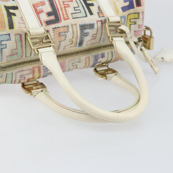 FENDI Zucca Canvas Hand Bag PVC Multicolor Gold Auth 152378V