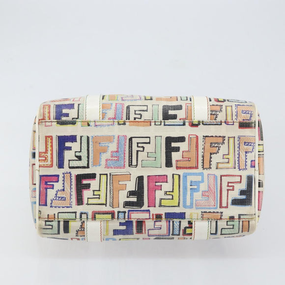 FENDI Zucca Canvas Hand Bag PVC Multicolor Gold Auth 152378V