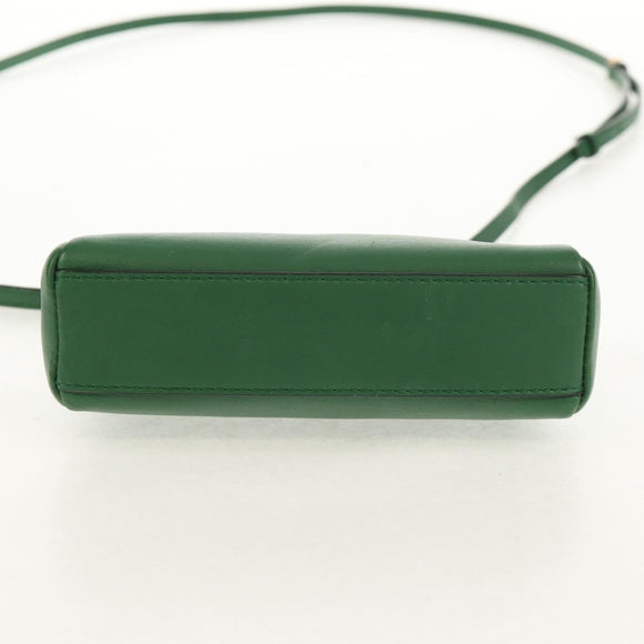 FENDI Micro Peek A Boo Hand Bag Leather Gold Green Auth 152379V