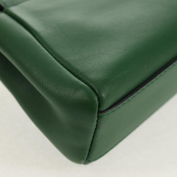 FENDI Micro Peek A Boo Hand Bag Leather Gold Green Auth 152379V