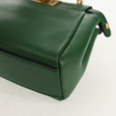 FENDI Micro Peek A Boo Hand Bag Leather Gold Green Auth 152379V-17
