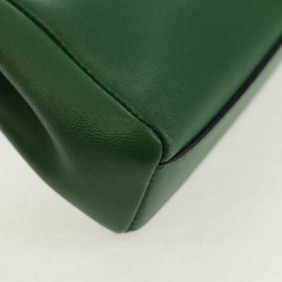 FENDI Micro Peek A Boo Hand Bag Leather Gold Green Auth 152379V