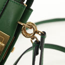 FENDI Micro Peek A Boo Hand Bag Leather Gold Green Auth 152379V-20