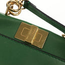 FENDI Micro Peek A Boo Hand Bag Leather Gold Green Auth 152379V-21