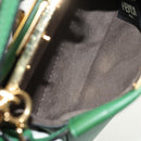 FENDI Micro Peek A Boo Hand Bag Leather Gold Green Auth 152379V-10