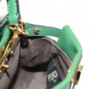 FENDI Micro Peek A Boo Hand Bag Leather Gold Green Auth 152379V-23