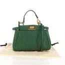 FENDI Micro Peek A Boo Hand Bag Leather Gold Green Auth 152379V-12