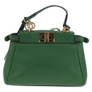 FENDI Micro Peek A Boo Hand Bag Leather Gold Green Auth 152379V-2