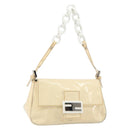 FENDI Mamma Baguette Shoulder Bag Enamel Beige Auth 152380-1