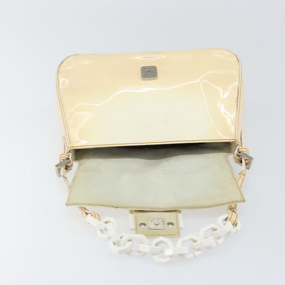 FENDI Mamma Baguette Shoulder Bag Enamel Beige Auth 152380