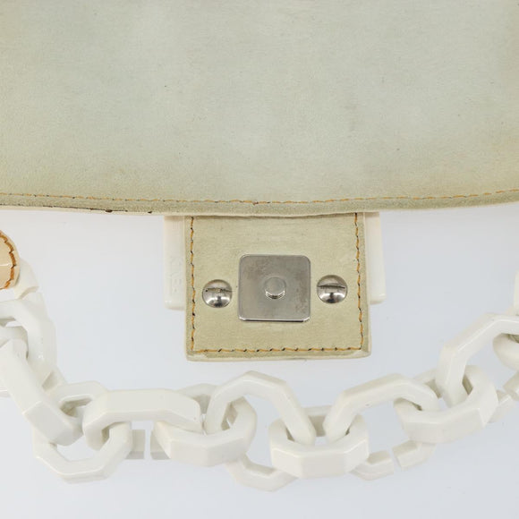 FENDI Mamma Baguette Shoulder Bag Enamel Beige Auth 152380