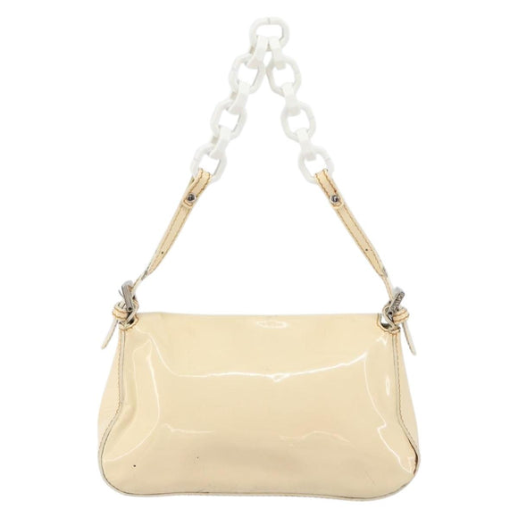 FENDI Mamma Baguette Shoulder Bag Enamel Beige Auth 152380