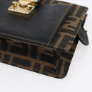 FENDI Zucca Canvas Mamma Baguette Shoulder Bag Black Brown Auth 152381V-9
