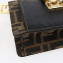 FENDI Zucca Canvas Mamma Baguette Shoulder Bag Black Brown Auth 152381V-14