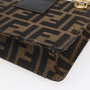 FENDI Zucca Canvas Mamma Baguette Shoulder Bag Black Brown Auth 152381V-15