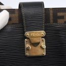 FENDI Zucca Canvas Mamma Baguette Shoulder Bag Black Brown Auth 152381V-17