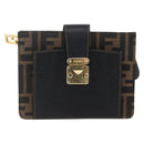 FENDI Zucca Canvas Mamma Baguette Shoulder Bag Black Brown Auth 152381V-13