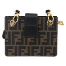 FENDI Zucca Canvas Mamma Baguette Shoulder Bag Black Brown Auth 152381V-2