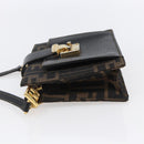 FENDI Zucca Canvas Mamma Baguette Shoulder Bag Black Brown Auth 152381V-3