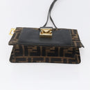 FENDI Zucca Canvas Mamma Baguette Shoulder Bag Black Brown Auth 152381V-5