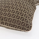 FENDI Zucchino Canvas Shoulder Bag Beige Gold Auth 152382-14