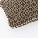 FENDI Zucchino Canvas Shoulder Bag Beige Gold Auth 152382-15