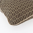 FENDI Zucchino Canvas Shoulder Bag Beige Gold Auth 152382-17