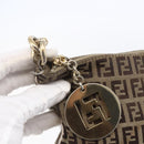 FENDI Zucchino Canvas Shoulder Bag Beige Gold Auth 152382-9