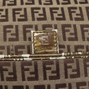 FENDI Zucchino Canvas Shoulder Bag Beige Gold Auth 152382-10
