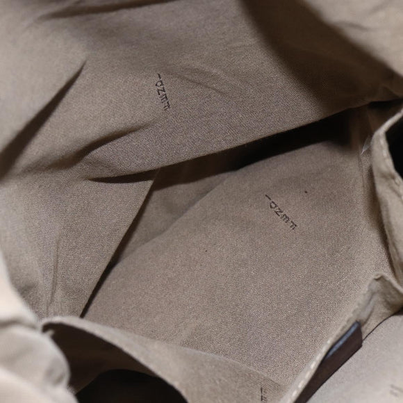 FENDI Zucchino Canvas Shoulder Bag Beige Gold Auth 152382