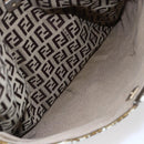 FENDI Zucchino Canvas Shoulder Bag Beige Gold Auth 152382-22