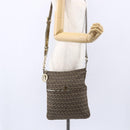 FENDI Zucchino Canvas Shoulder Bag Beige Gold Auth 152382-23