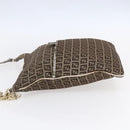 FENDI Zucchino Canvas Shoulder Bag Beige Gold Auth 152382-3