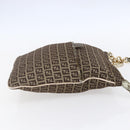 FENDI Zucchino Canvas Shoulder Bag Beige Gold Auth 152382-4