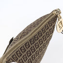 FENDI Zucchino Canvas Shoulder Bag Beige Gold Auth 152382-6