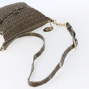 FENDI Zucchino Canvas Shoulder Bag Beige Gold Auth 152382-7