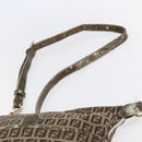 FENDI Zucchino Canvas Shoulder Bag Beige Gold Auth 152382-8