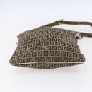 FENDI Zucchino Canvas Shoulder Bag Beige Gold Auth 152382-5