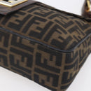 FENDI Zucca Canvas Shoulder Bag Black Brown Auth 152383-10