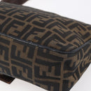 FENDI Zucca Canvas Shoulder Bag Black Brown Auth 152383-15
