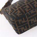FENDI Zucca Canvas Shoulder Bag Black Brown Auth 152383-16